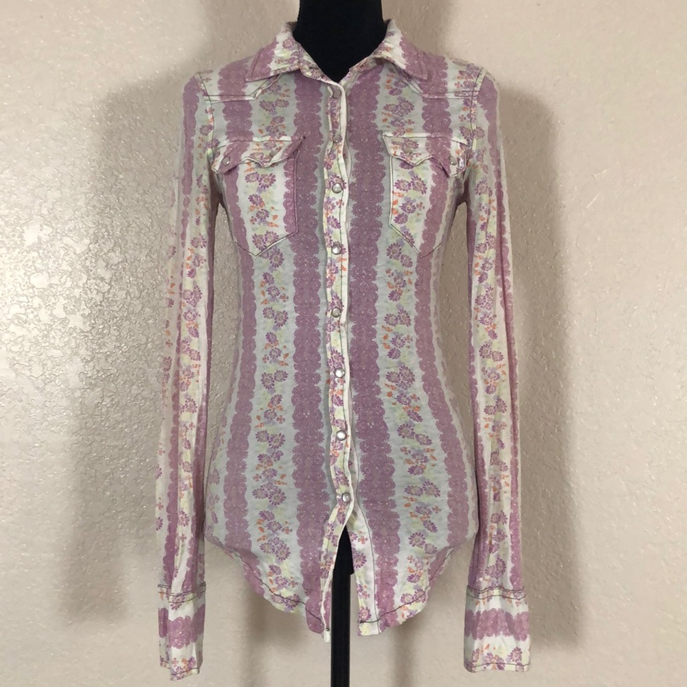 Vintage Free People western button down shirt S